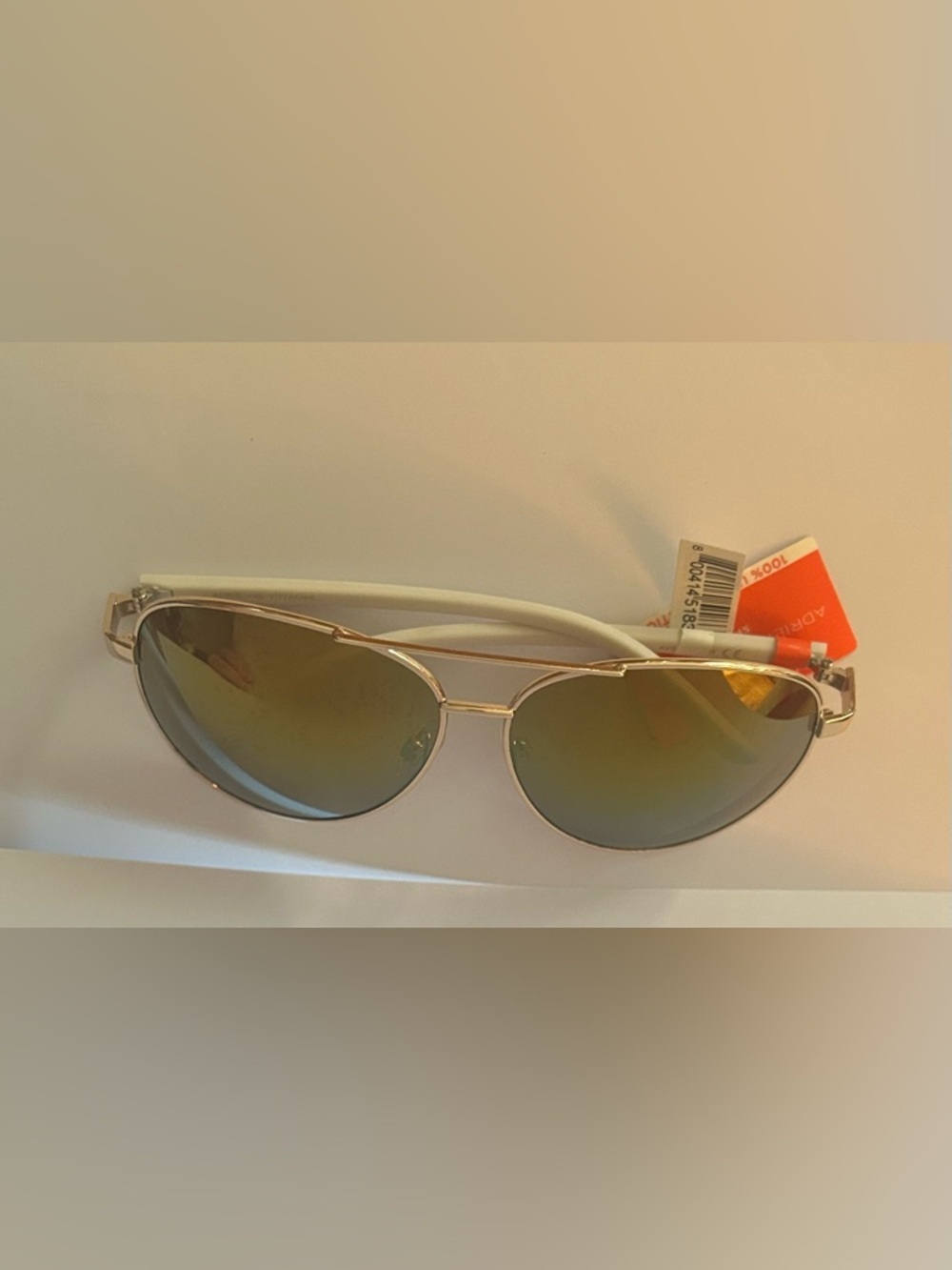 Adrienne Vittadini Aviators Gold Frame Sunglasses with Mirrored Lenses
